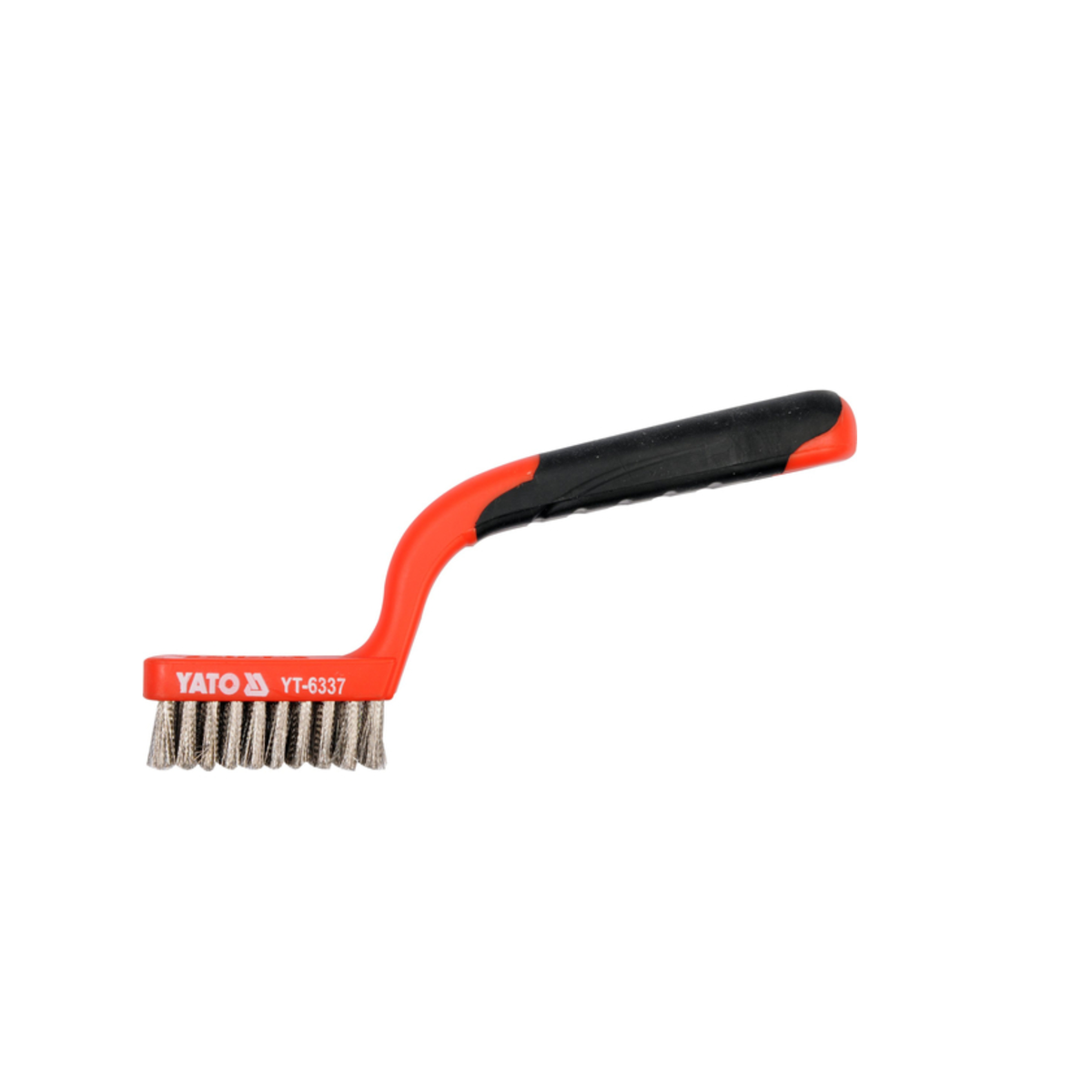 Yato wire brush with red handle on a white background